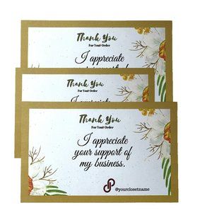Order Packaging Insert Thank You Card, Business TY custom Card